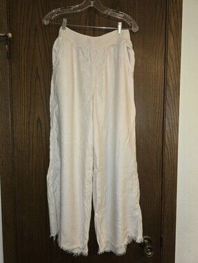 NWT American Eagle Outfitters Cream Wide-Leg Linen-Blend Pants size M